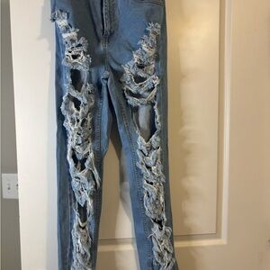 Distressed Blue Jeans